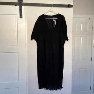 PLUS Pleated Wrap Mid Dress